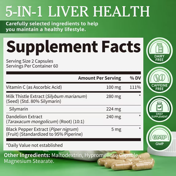 B Beworths 5-in-1 Liver Health Supplement with Milk Thistle, Dandelion & Silymarin, 120 Capsules