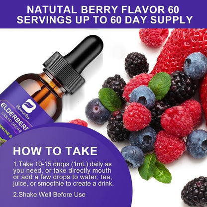 Elderberry Syrup | Elderberry Liquid Drop | Immune Boosters Support Supplement for Adults| | 2 Fl Oz