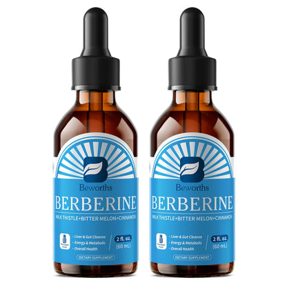 B BEWORTHS 2Pack Berberine Supplement - Berberine HCL with Ceylon Cinnamon Supplement Drops with Bitter Melon, Milk Thistle, Turmeric, Artichoke, Berberine Phytosome - Support Liver, Digestive Health