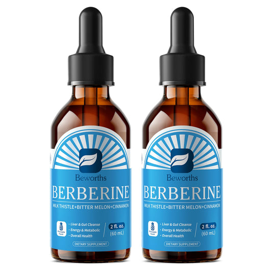 B BEWORTHS 2Pack Berberine Supplement - Berberine HCL with Ceylon Cinnamon Supplement Drops with Bitter Melon, Milk Thistle, Turmeric, Artichoke, Berberine Phytosome - Support Liver, Digestive Health