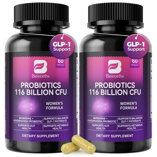GLP-1 Supplement - Akkermansia Probiotics with Berberine for Women & Men, for GLP-1 Production, Digestive, Gut, Immune Health, Enhances Gut Digestive Lining Function, 120 Capsules