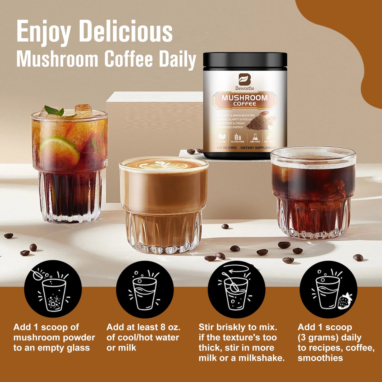 Mushroom Instant Coffee Powder