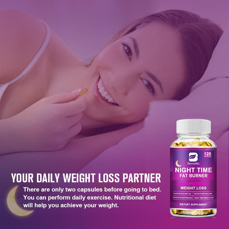 BEWORTHS Night Time Slimming Fat Burning Capsules Support Weight Loss Appetite Suppression
