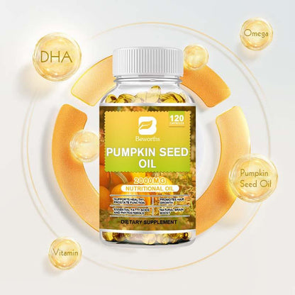 Pumpkin Seed Oil Capsules- Pumpkin Seed Oil Supplement for Hair Growth, Youthful Skin, Prostate Health, Urinary Tract Support