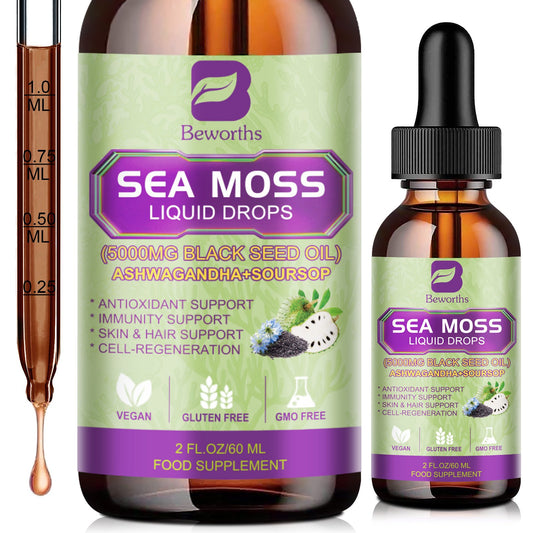 Beworths Black Seed Oil & Irish Sea Moss Gel with Soursop Bitters Liquid Drop Supplement