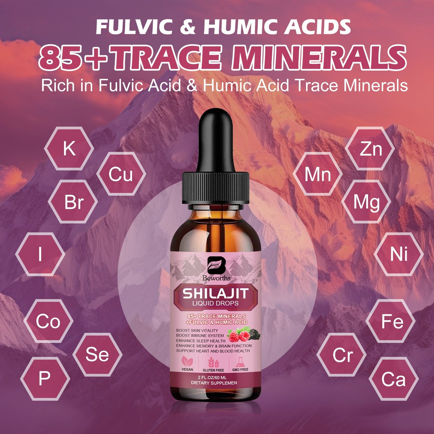 Shilajit Resin Liquid Drops Supplement Organic Trace Minerals Complex