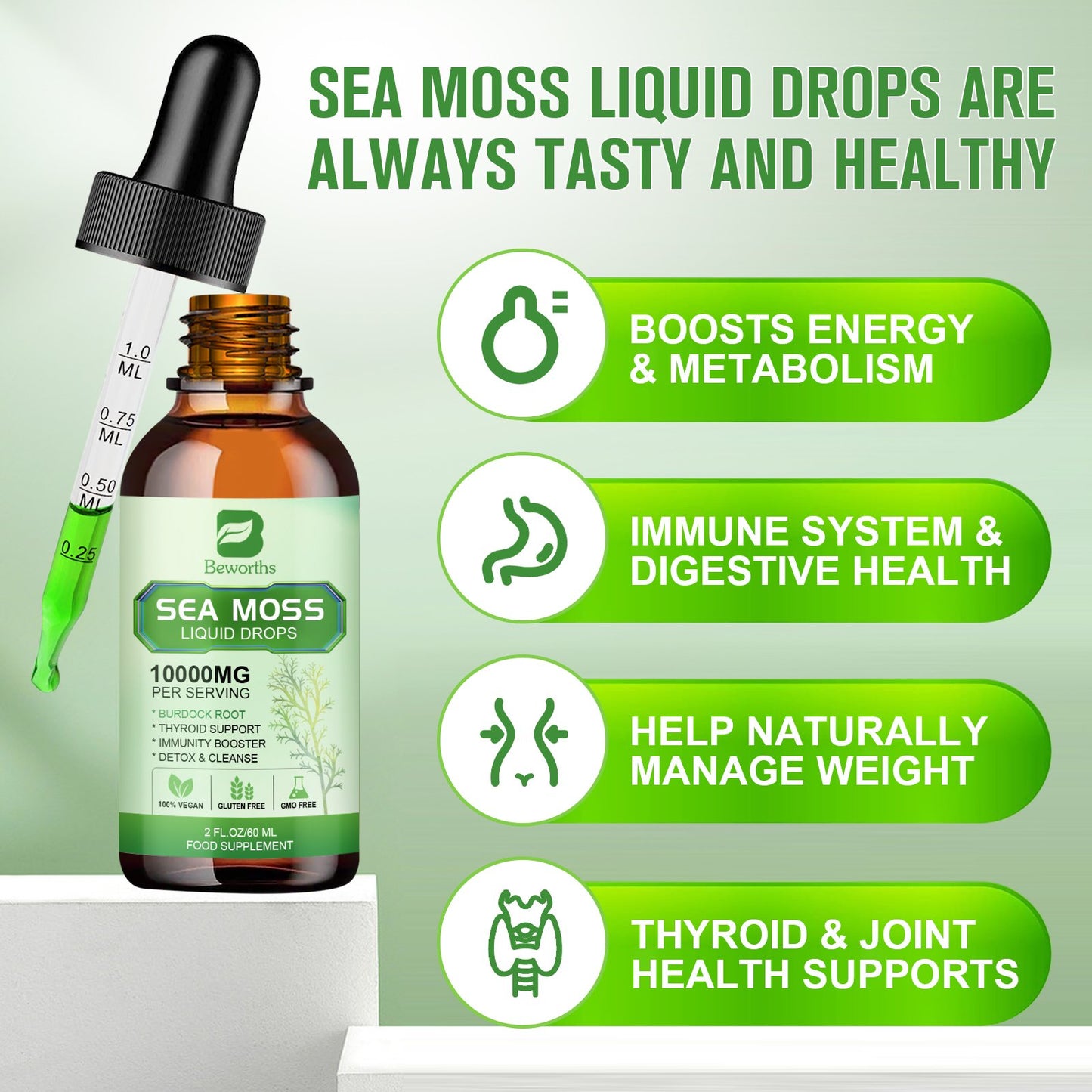 BEWORTHS Organic Irish Sea Moss Liquid Drops