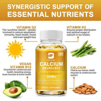 4-in-1 Calcium Capsules with Vitamin D3 K2 B12