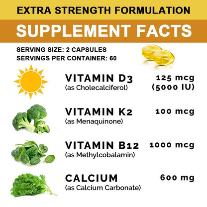4-in-1 Calcium Capsules with Vitamin D3 K2 B12