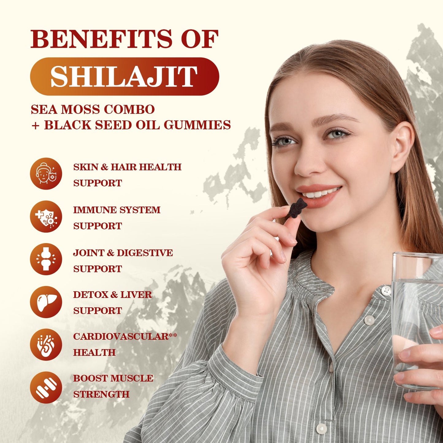 Shilajit Resin Gummies Sea Moss Supplement with Black Seed Oil