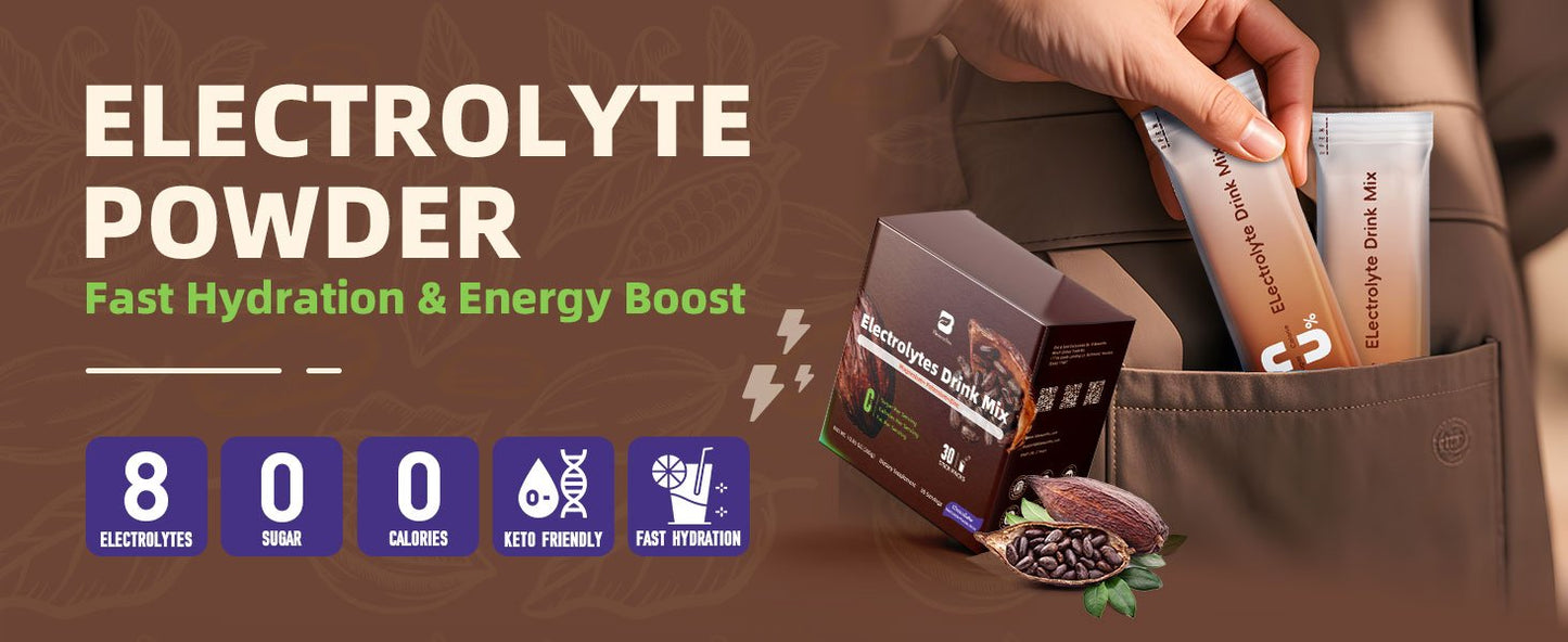 Electrolytes Powder Packets Sugar-Free | Keto Electrolytes Powder Packets with Magnesium, Vitamins Replenish Hydration & Energy Boostfor for Electrolyte Drink Mix | Zero Calorie - 30 Sticks