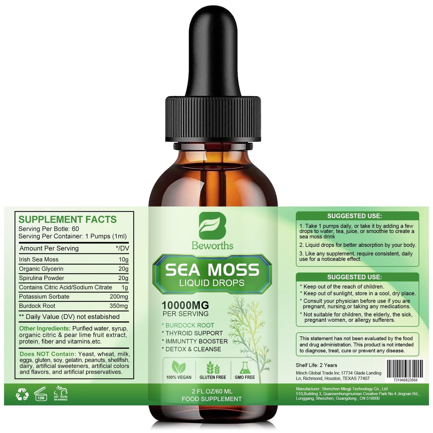 BEWORTHS Organic Irish Sea Moss Liquid Drops