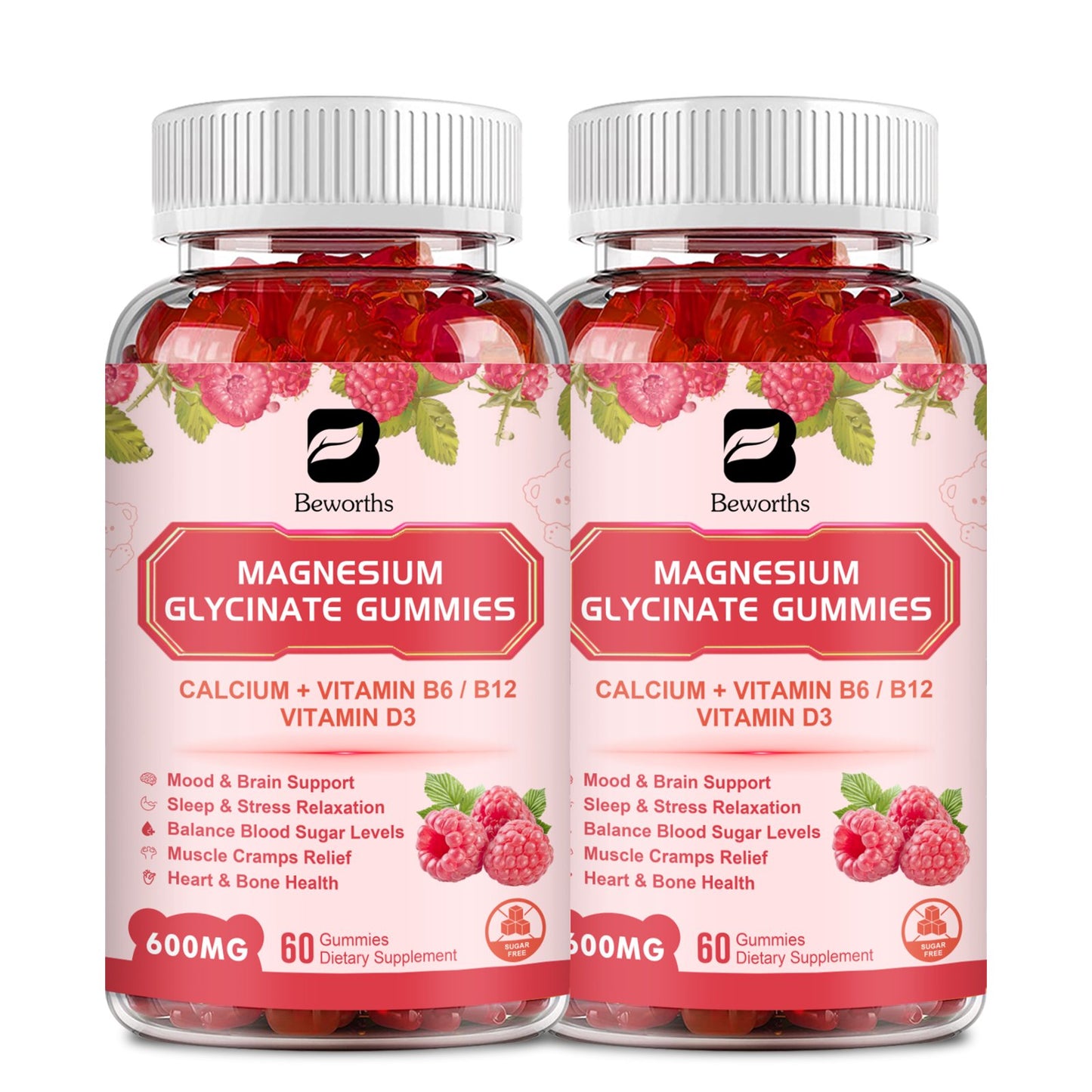 Magnesium Glycinate Gummies Supplement Complex with Potassium, Calcium, Coenzyme Q10, Vitamin, Magnesium Malate Citrate Support Heart, Muscle, Energy Boost