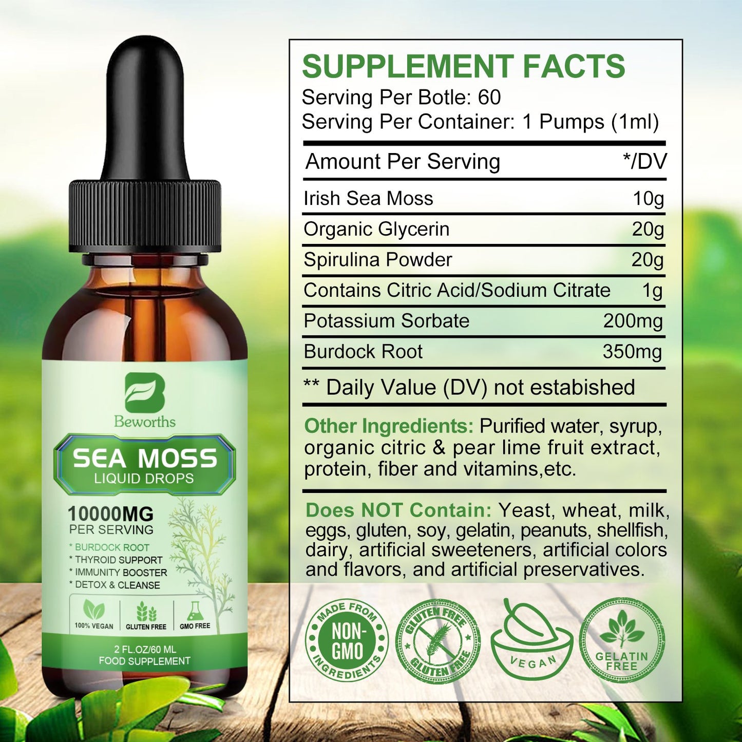 BEWORTHS Organic Irish Sea Moss Liquid Drops