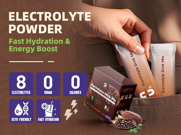 Electrolytes Powder Packets Sugar-Free | Keto Electrolytes Powder Packets with Magnesium, Vitamins Replenish Hydration & Energy Boostfor for Electrolyte Drink Mix | Zero Calorie - 30 Sticks