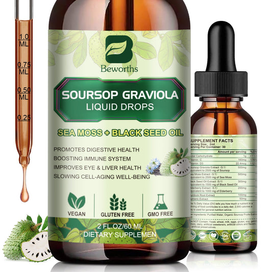 Soursop Black Seed oil Liquid Drops Supplement with Sea Moss