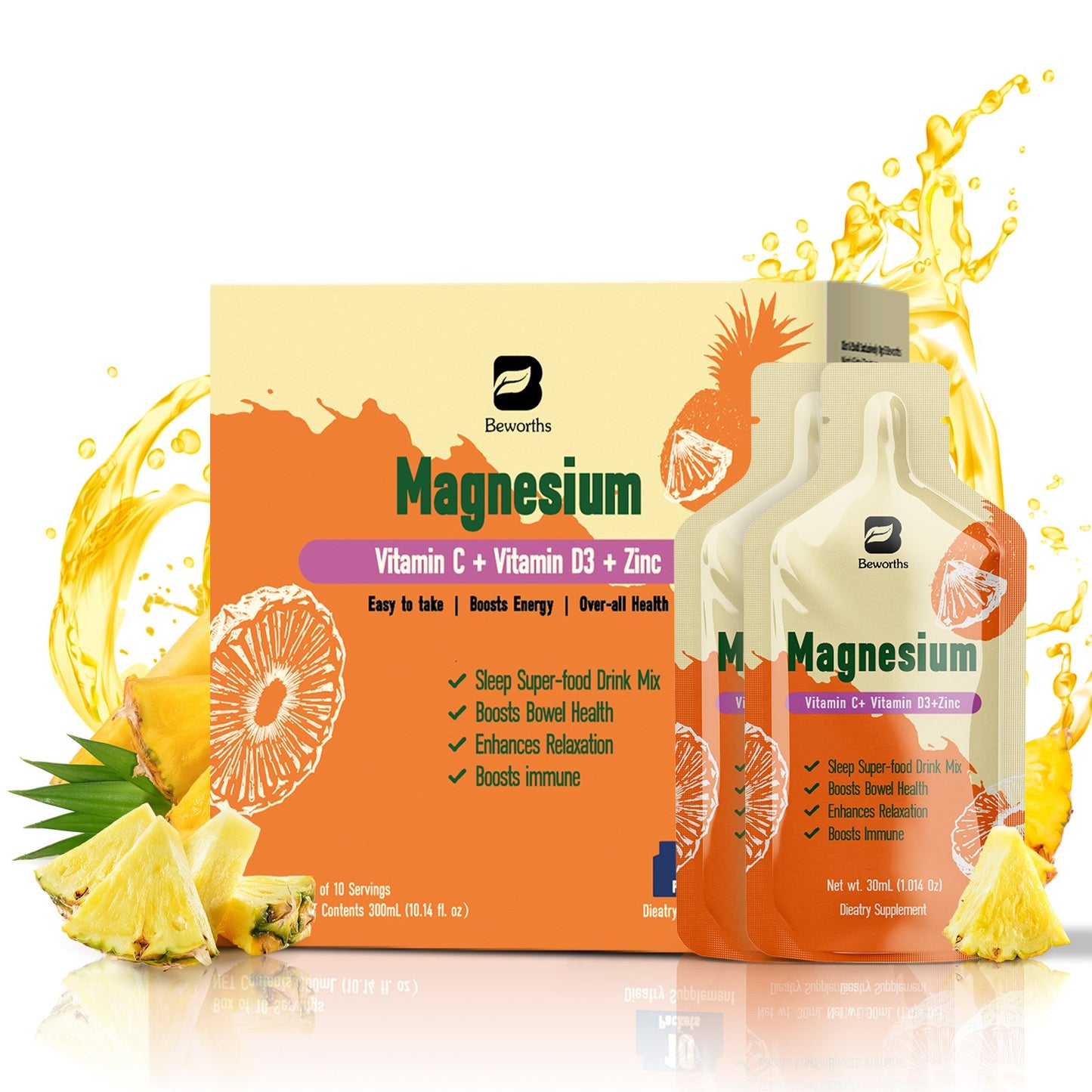 Magnesium Citrate Liquid Supplement 280Mg, with Bromelain, Vitamin C, D3, B6, Zinc, High Absorption Magnesium Citrate Oral Solution