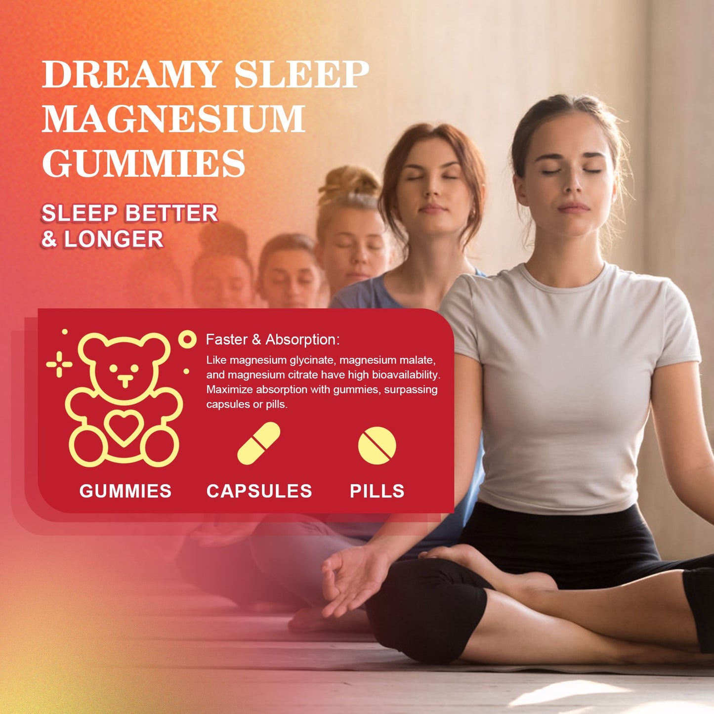 Magnesium Glycinate Gummies Supplement Complex with Potassium, Calcium, Coenzyme Q10, Vitamin, Magnesium Malate Citrate Support Heart, Muscle, Energy Boost