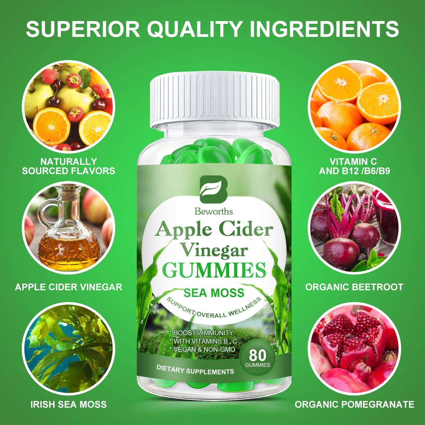 Apple Cider Vinegar & Sea Moss Gummies 2 Packs