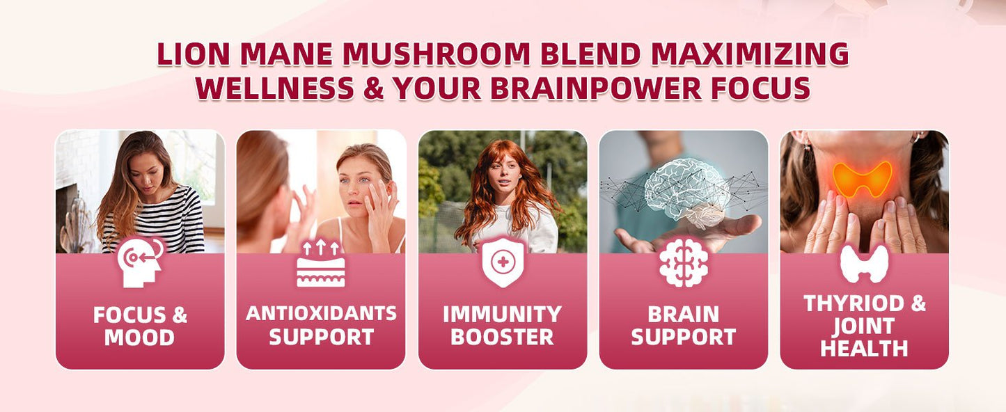 Lion's Mane Mushroom Liquid Drops - Irish Sea Moss Mushrooms Supplement Complex Support Memory & Focus, Immunity Boost - Lions Mane, Turkey Tail, Reishi, Cordyceps, Chaga, Oyster, Maitake
