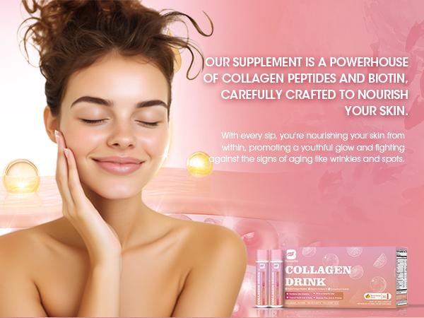 6000mg Liquid Collagen Supplement for Women with Coenzyme Q10, Hyaluronic Acid, Biotin &amp; Vitamin C, Vitamin E
