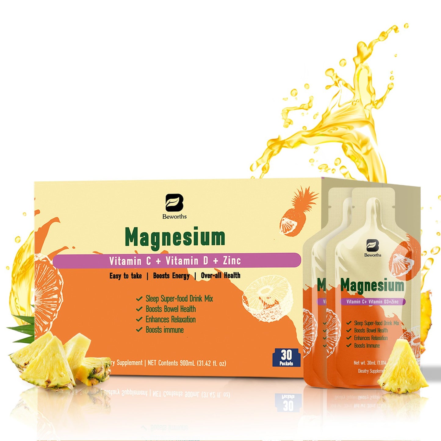 Magnesium Citrate Liquid Supplement 280Mg, with Bromelain, Vitamin C, D3, B6, Zinc, High Absorption Magnesium Citrate Oral Solution