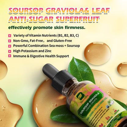Soursop Graviola Liquid Drop,With Balckseed oil, for Cell Support & Regeneration, Immune Boost, Relax, Liver and Sleep, Guanabana Drop 2 Fl Oz