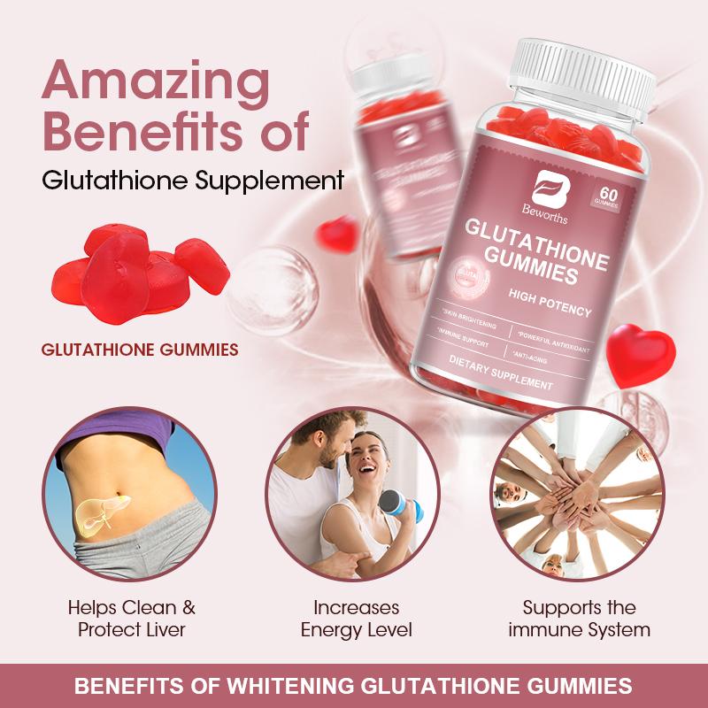 BBEWORTHS Glutathione Gummies 500mg with Marine Collagen Vitamin C & E