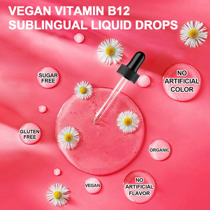 Beworths Vitamin B12 Sublingual Liquid Drops Supplement Dragon Fruit Flavor 2 Packs