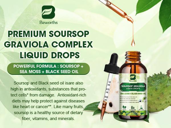 Soursop Black Seed oil Liquid Drops Supplement with Sea Moss