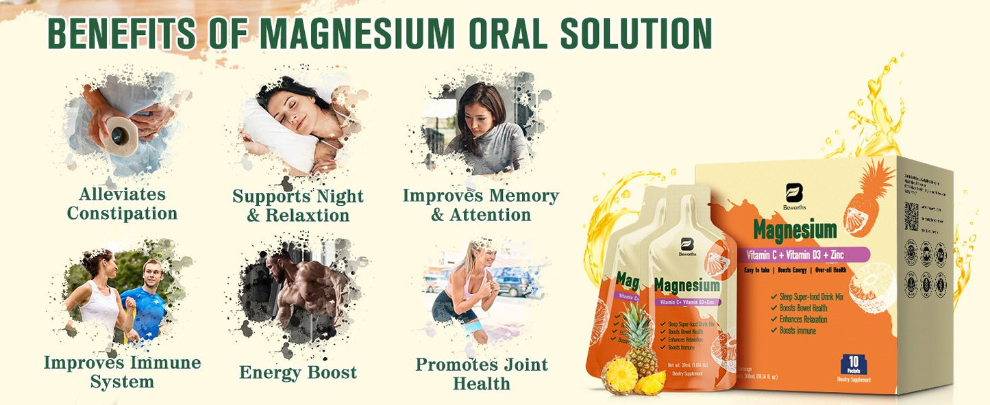 Magnesium Citrate Liquid Supplement 280Mg, with Bromelain, Vitamin C, D3, B6, Zinc, High Absorption Magnesium Citrate Oral Solution