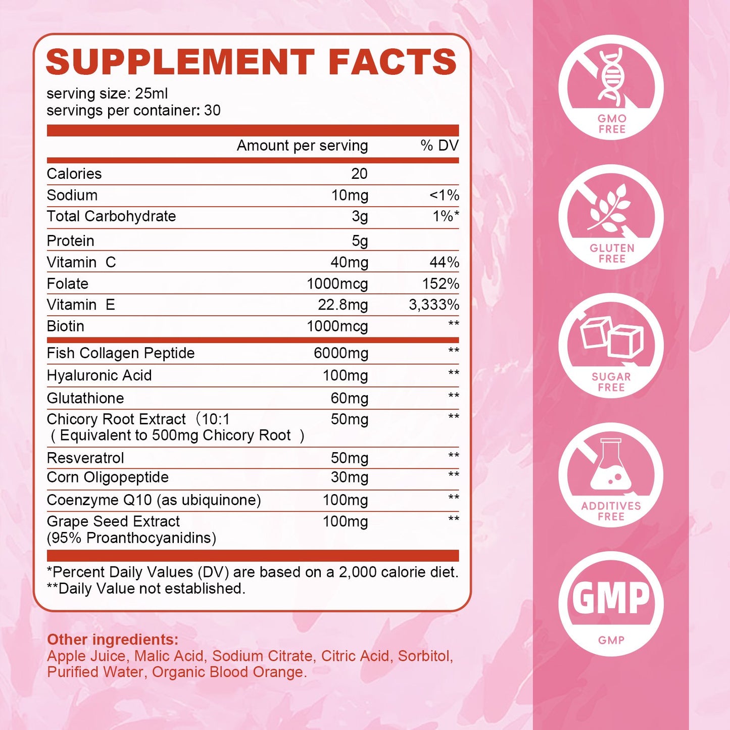 6000mg Liquid Collagen Supplement for Women with Coenzyme Q10, Hyaluronic Acid, Biotin &amp; Vitamin C, Vitamin E