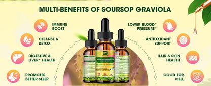 Soursop Graviola Liquid Drop,With Balckseed oil, for Cell Support & Regeneration, Immune Boost, Relax, Liver and Sleep, Guanabana Drop 2 Fl Oz