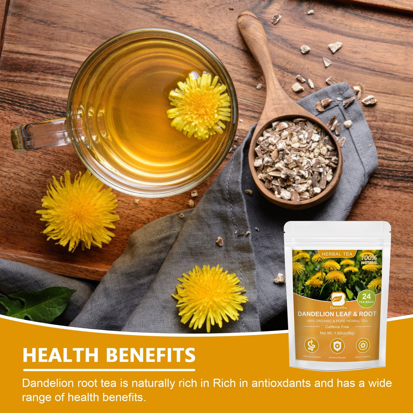 B Beworths Dandelion Leaf & Root Herbal Tea